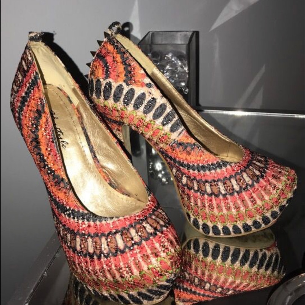 Multi Colored Spiked Heels